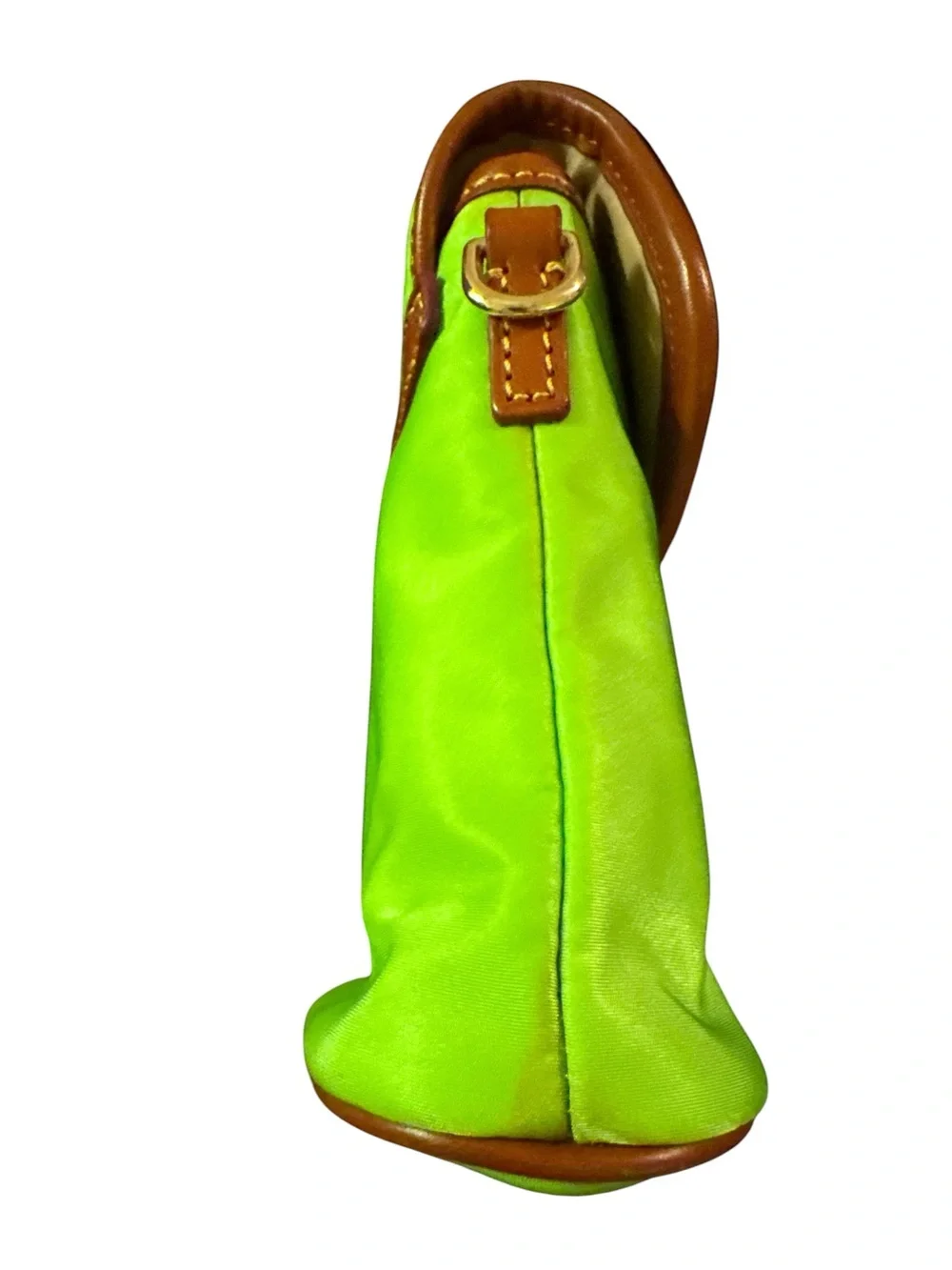 Dooney & Bourke neon Green Nylon Brown Leather Shoulder Bag